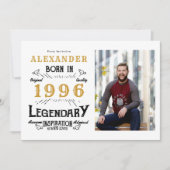 30歳の誕生日 1996年の伝説 ホワイト＆ゴールド 写真 招待状 (正面)