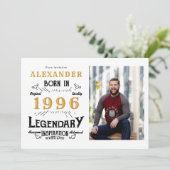 30歳の誕生日 1996年の伝説 ホワイト＆ゴールド 写真 招待状 (スタンド正面)