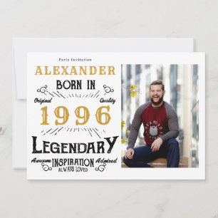 30歳の誕生日 1996年生まれの伝説 ホワイト&ゴールド 写真 招待状