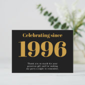 30歳の誕生日 1996 レトロ ブラック ゴールド サンキューカード (スタンド正面)