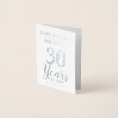 30歳の誕生日。30歳。スタイリッシュデザイン。 箔カード (正面)