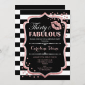 30歳の誕生日 - 30 歳のゴージャスなブラック ローズ ゴールド 招待状 (正面/裏面)