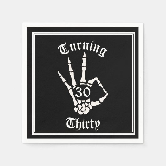 30歳の誕生日 – RIP Twentiesスケルトン紙プレート スタンダードカクテルナプキン (正面)