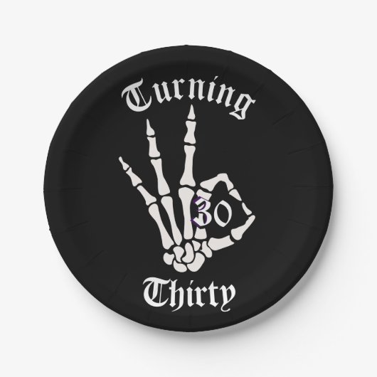 30歳の誕生日 – RIP Twentiesスケルトン紙プレート ペーパープレート (正面)