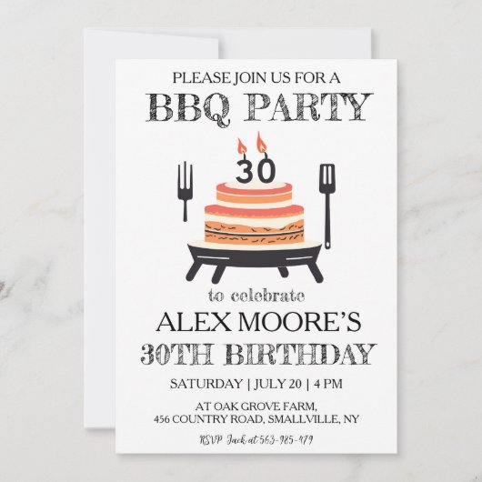 30歳の誕生日bbq招待状 招待状 (正面)