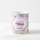30歳の誕生日bohoシックな水色ピンクの花 コーヒーマグカップ (中央)