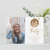 30歳の金ゴールドディスコボール写真30歳の誕生日パーティー 招待状 (スタンド正面)