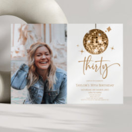 30歳の金ゴールドディスコボール写真30歳の誕生日パーティー 招待状