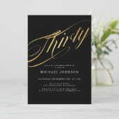 30歳の黒と金ゴールドモダン30歳の誕生日 招待状 (スタンド正面)
