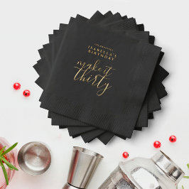 30歳の黒マルティニ30歳の誕生日を迎える 箔ナプキン