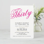 30歳はっきりしたの誕生日パーティー招待状スクリプト黒ピンク 招待状 (スタンド正面)