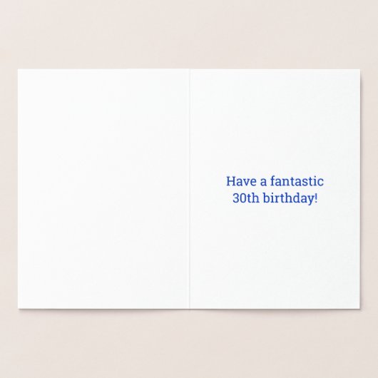 30歳はっきりした誕生日:「30歳!」 ゴールドフォイルカード 箔カード (内部)
