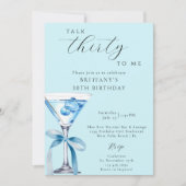30歳を私に話すブルーボウMartini 30歳の誕生日 招待状 (正面)