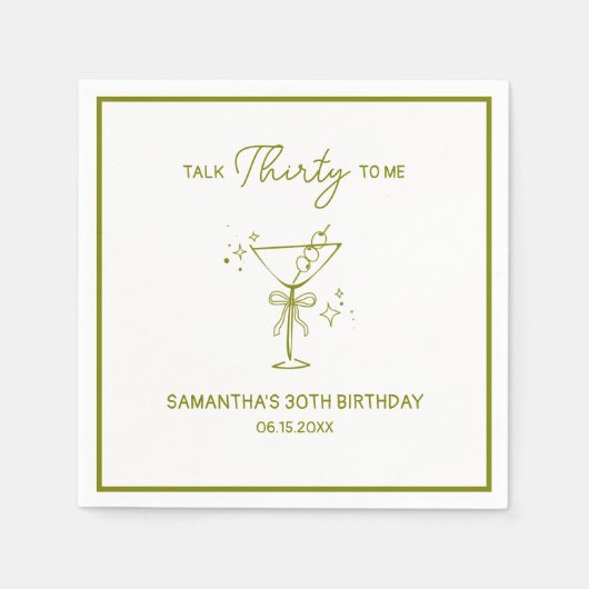 「30歳を私に話せ」汚いマルティーニ30歳の誕生日 スタンダードカクテルナプキン (正面)