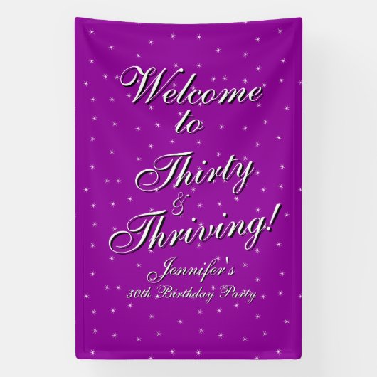 30歳を迎えるピンク・パープル30歳の誕生日 横断幕 (縦)