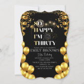 30歳エレガントお祝いブラックエレガント 招待状 (正面)