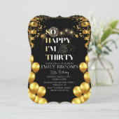 30歳エレガントお祝いブラックエレガント 招待状 (スタンド正面)