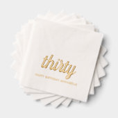 30歳エレガントのバースデーモダンゴールドフォイルナプキン 箔ナプキン (インサイチュ (積み重ね))