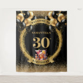 30歳エレガントの誕生日ウイスキーのカクテルの背景 タペストリー (正面)