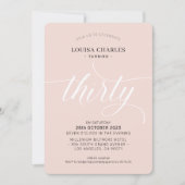 30歳エレガントの誕生日シックなスクリプト赤面ピンク 招待状 (正面)