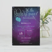 30歳エレガントの誕生日スクリ華美プト紫のパーティー 招待状 (スタンド正面)