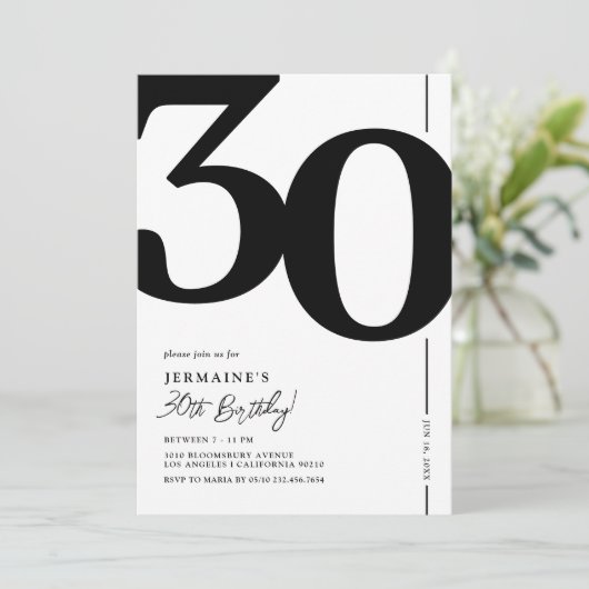 30歳エレガントの誕生日パーティの招待状 招待状 (スタンド正面)