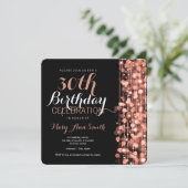 30歳エレガントの誕生日パーティーキラキラバラ金ゴールド 招待状 (スタンド正面)