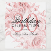 30歳エレガントの誕生日パーティーフローラバラ金ゴールド ワインラベル (シングルラベル)