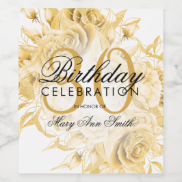 30歳エレガントの誕生日パーティーフローラ金ゴールド ワインラベル