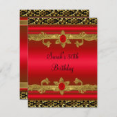 30歳エレガントの誕生日パーティーリッチレッド金ゴールドブラック2 招待状 (正面/裏面)