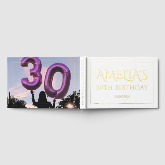 30歳エレガントの誕生日パーティー縁ど金ゴールド箔 ゲストブック (全面)