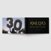 30歳エレガントの誕生日パーティー縁ど黒金ゴールド箔 ゲストブック (全面)