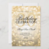 30歳エレガントの誕生日パーティー金ゴールドグリッター灯 招待状 (正面)