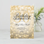 30歳エレガントの誕生日パーティー金ゴールドグリッター灯 招待状 (スタンド正面)