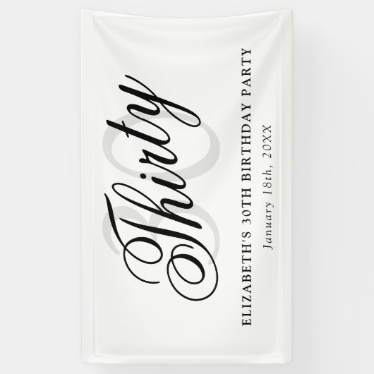 30歳エレガントの誕生日パーティー 横断幕 (縦)