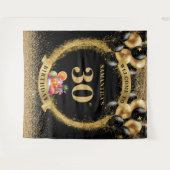 30歳エレガントの誕生日ブラック金ゴールドパーティー背景 タペストリー (正面(横))