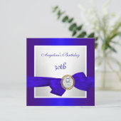 30歳エレガントの誕生日ブルー王室のホワイトダイヤモンド 招待状 (スタンド正面)