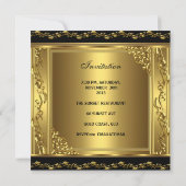 30歳エレガントの誕生日金ゴールドブラック金ゴールドフローラ3 招待状 (裏面)