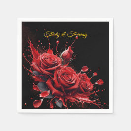 30歳エレガントの誕生日 – バラ開花 スタンダードカクテルナプキン