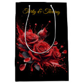 30歳エレガントの誕生日 – バラ開花 ミディアムペーパーバッグ (正面)