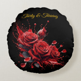 30歳エレガントの誕生日 – バラ開花 ラウンドクッション