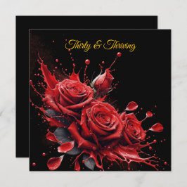 30歳エレガントの誕生日 – バラ開花 招待状