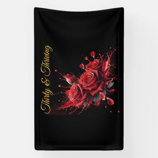 30歳エレガントの誕生日 – バラ開花 横断幕 (縦)