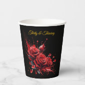 30歳エレガントの誕生日 – バラ開花 紙コップ (正面)