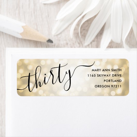 30歳エレガントの金ゴールドグリッターライト30歳の誕生日 ラベル (インサイチュ)