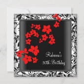 30歳エレガントアジア赤花白 招待状 (正面)