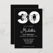 30歳エレガントモダンの誕生日の脚本 招待状 (正面/裏面)