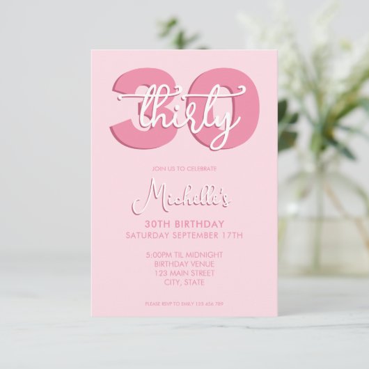 30歳エレガントモダンの誕生日の脚本 招待状 (スタンド正面)