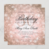 30歳エレガント誕生日の銅の冬のワンダーランド 招待状 (正面/裏面)