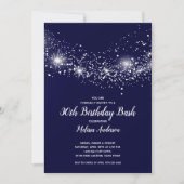 30歳エレガント誕生日スターズネイビーブルー 招待状 (正面)